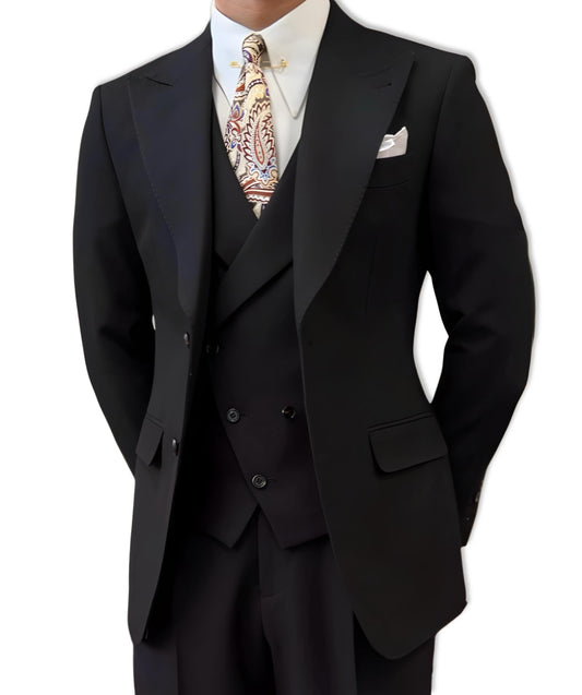 Black Milano Suit   (Includes: Jacket + Waistcoat + Trousers)