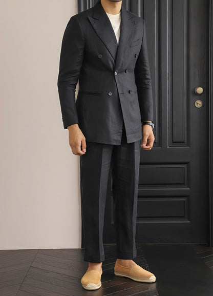 Black Havana Linen Suit (Includes: Jacket + Trousers)
