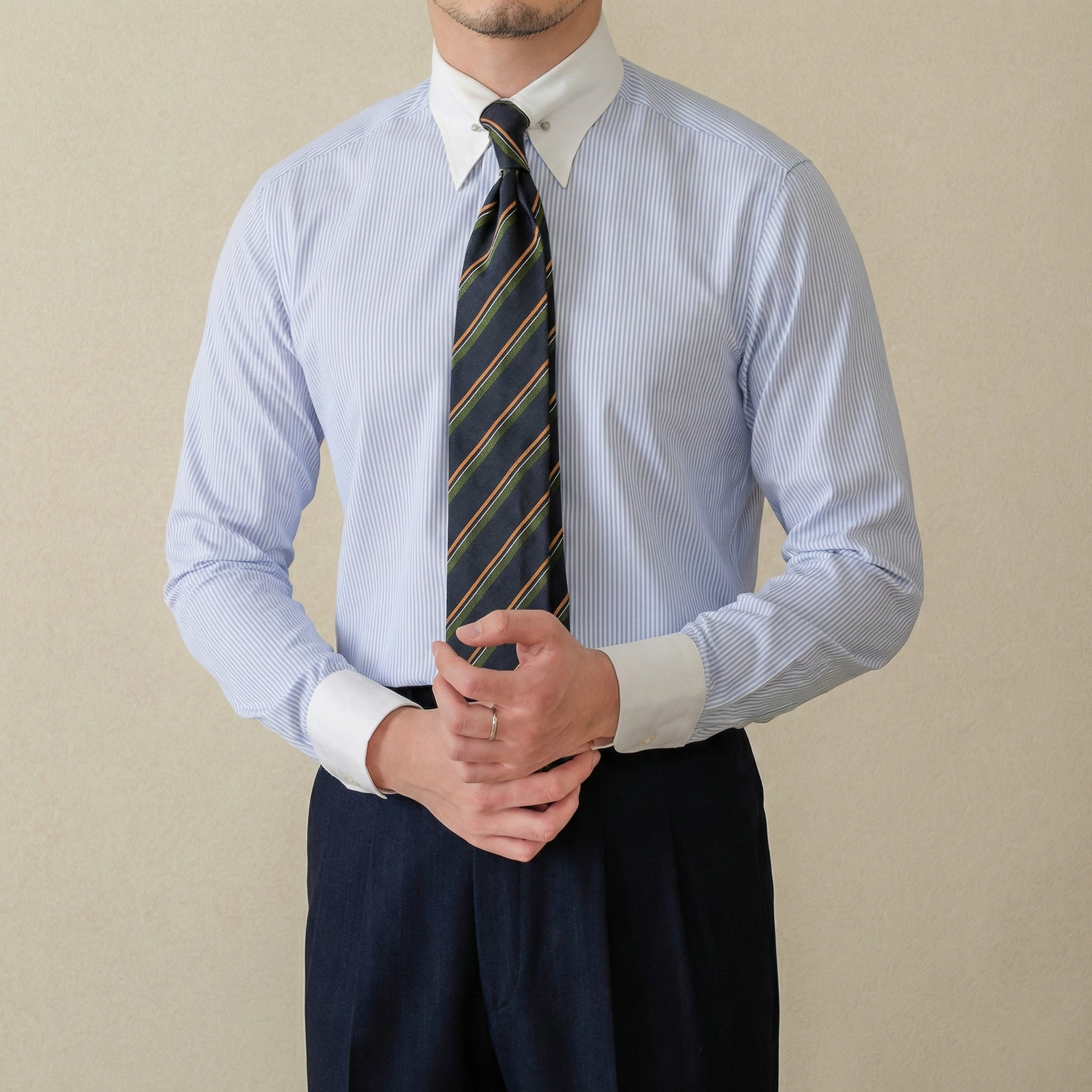 winchester dress shirt The Blue Kent Stripe Collar Custom Premium Kent Micro Blue and white Winchester Shirt