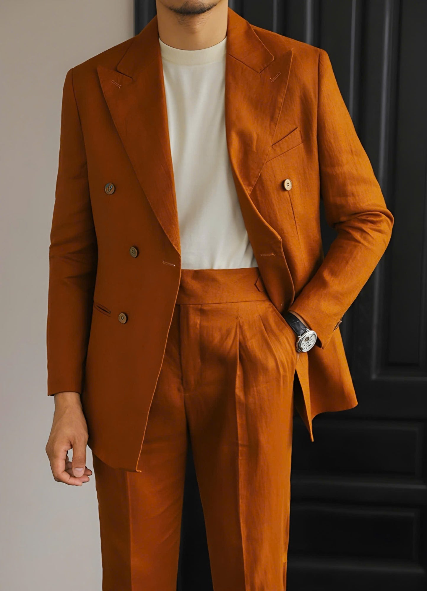 Black Havana Linen Suit (Includes: Jacket + Trousers)