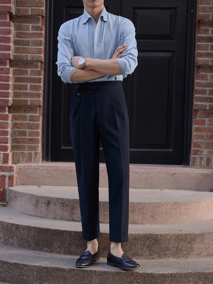 Modern Denim Shirt with Hidden Button-Down Collar