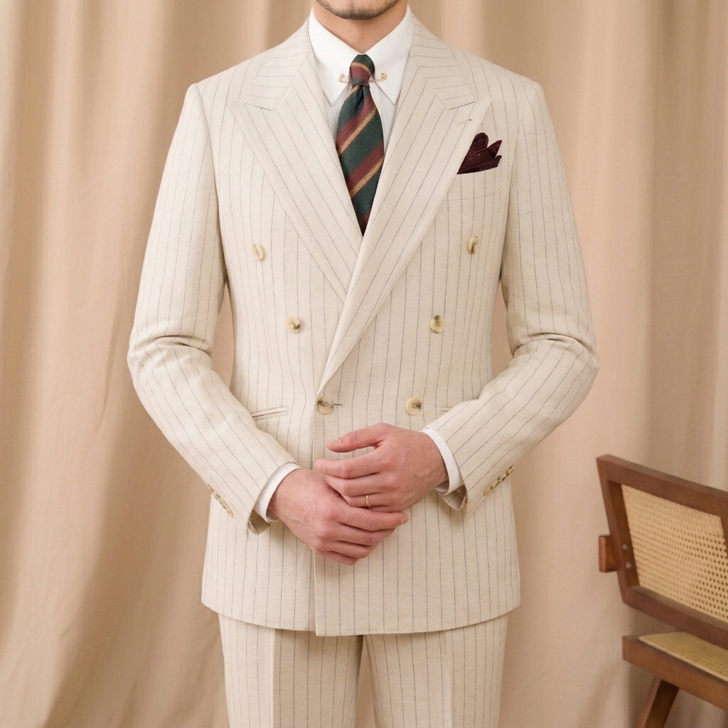 Portofino Ivory Pinstripe Suit