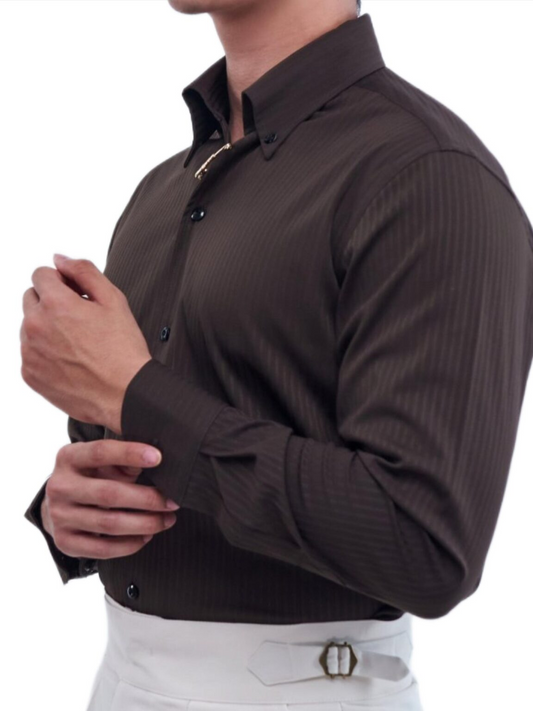 Tiger Pin Striped Button Down Shirt