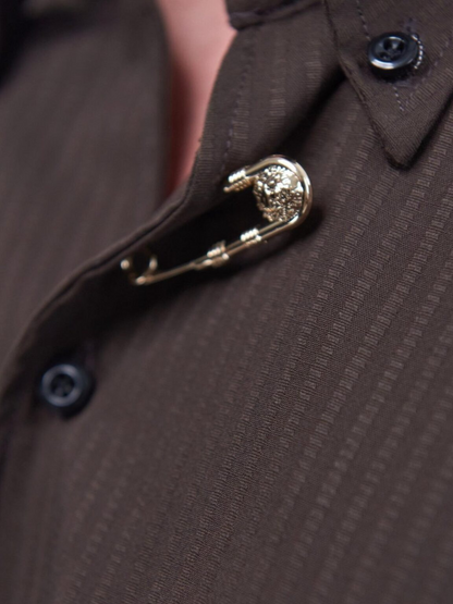 Tiger Pin Striped Button Down Shirt