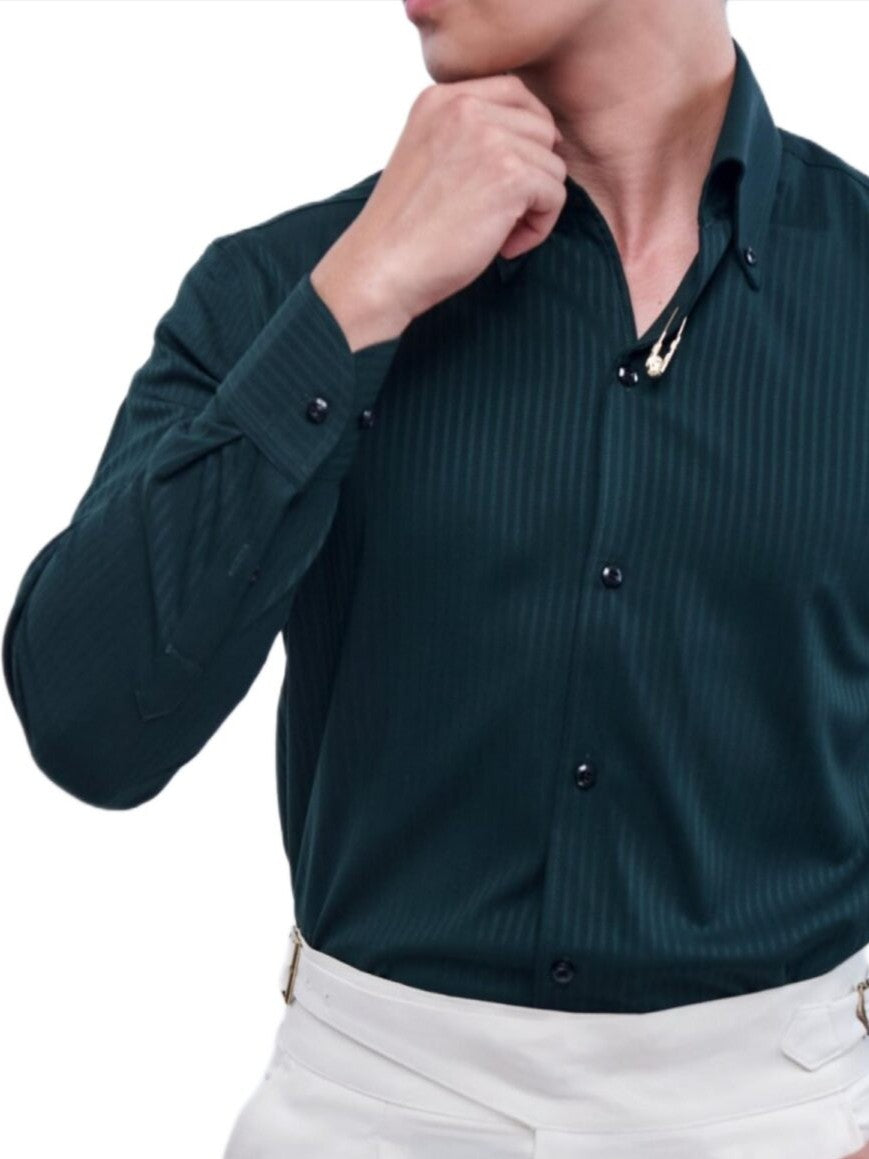 Tiger Pin Striped Button Down Shirt