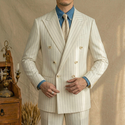 Portofino Ivory Pinstripe Suit