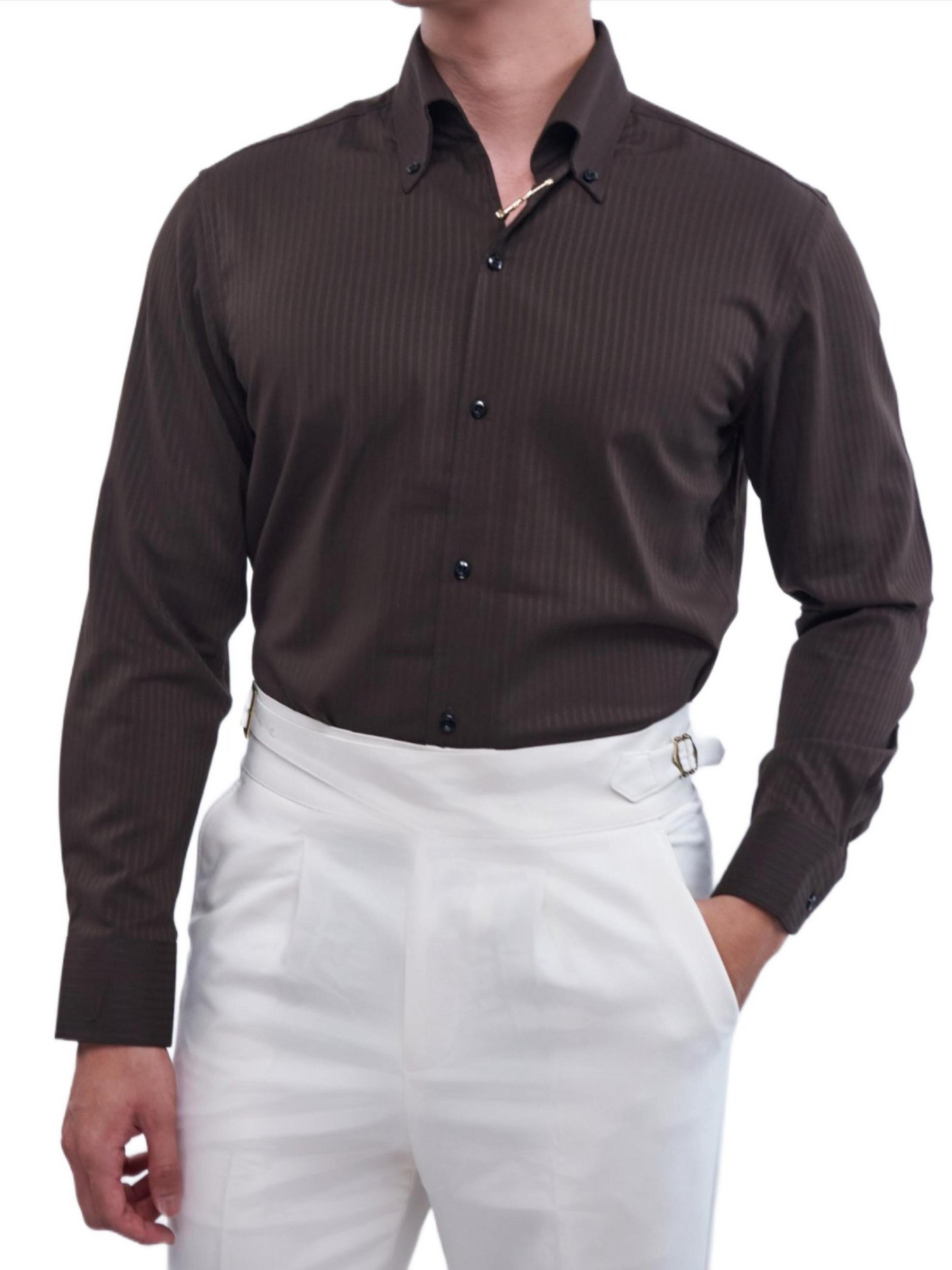 Tiger Pin Striped Button Down Shirt