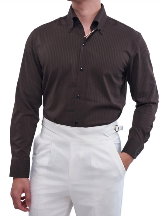 Tiger Pin Striped Button Down Shirt