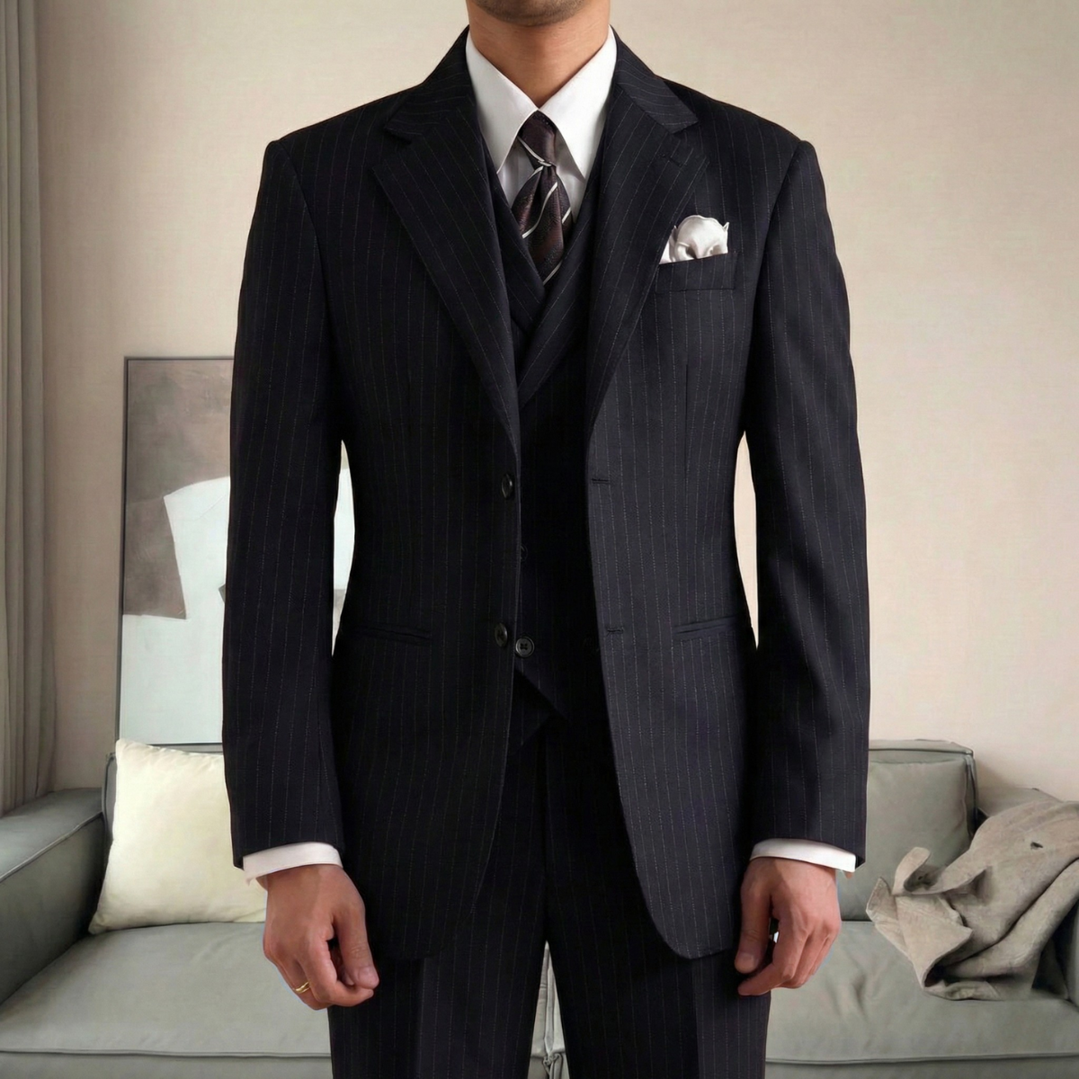 Royal Thames Navy Pinstripe Suit