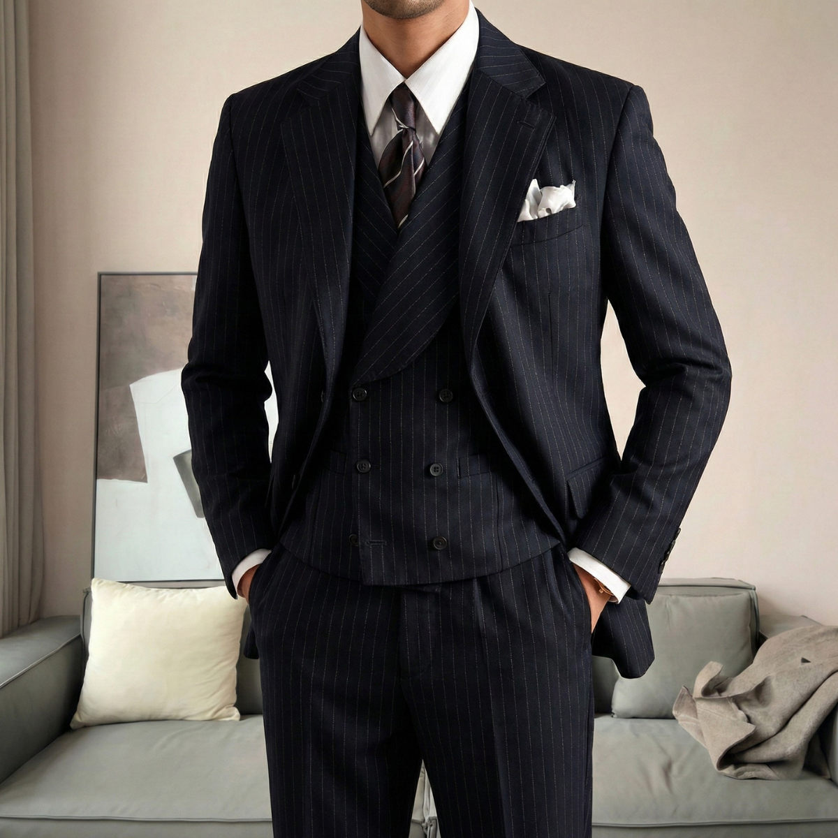 Royal Thames Navy Pinstripe Suit