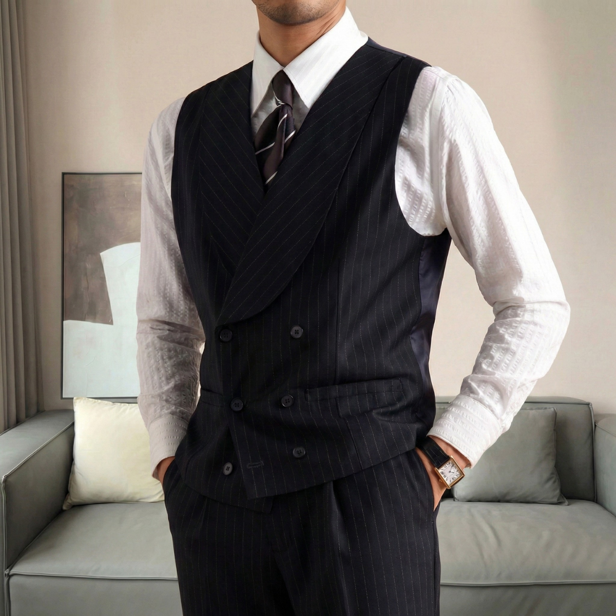Royal Thames Navy Pinstripe Suit