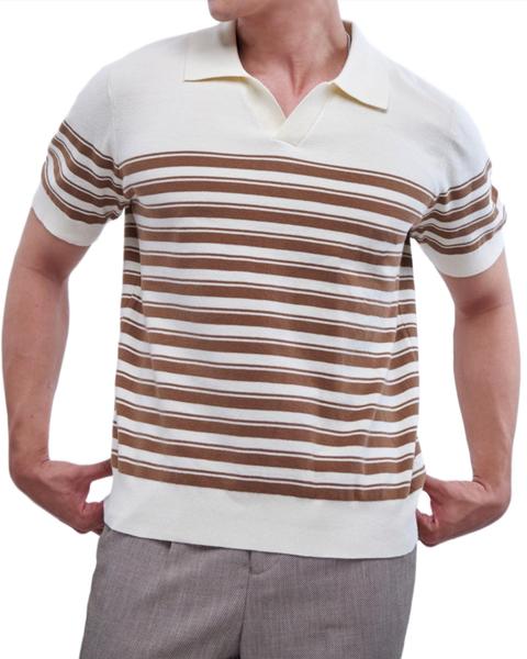 Classic Knit Striped Mesh Polo