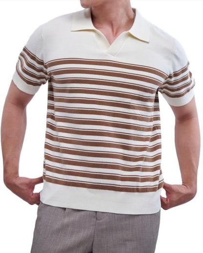 Classic Knit Striped Mesh Polo