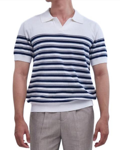 Classic Knit Striped Mesh Polo