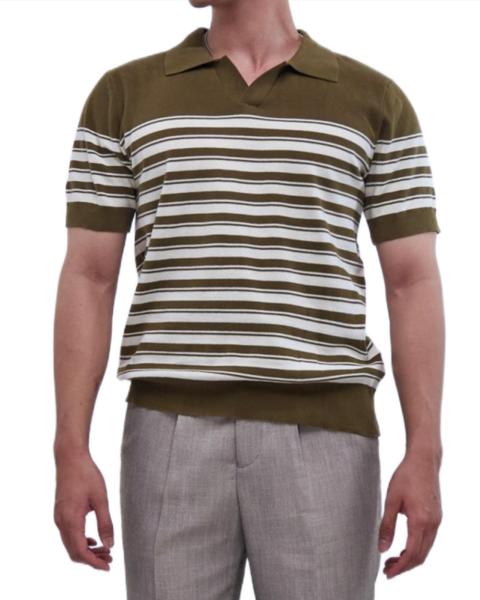 Classic Knit Striped Mesh Polo