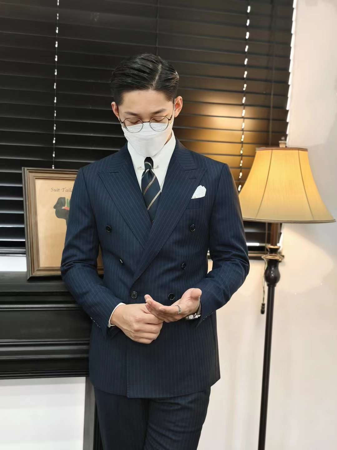 Navy Striped Veroza Suit