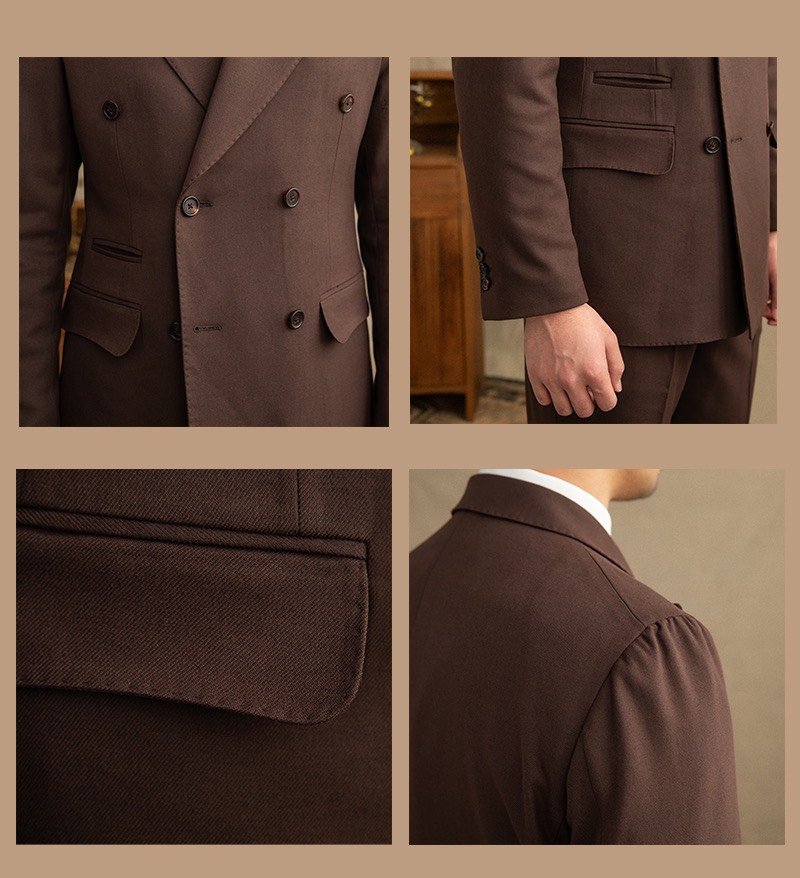 Dark Brown Garbadine Suit (Includes: Jacket + Trousers)