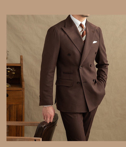 Dark Brown Garbadine Suit (Includes: Jacket + Trousers)