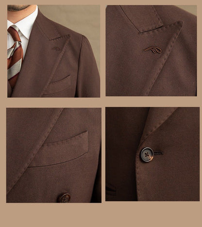 Dark Brown Garbadine Suit (Includes: Jacket + Trousers)