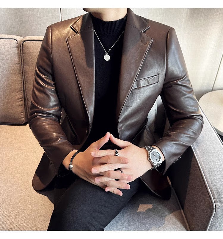 Leather Blazer - Notch Lapel