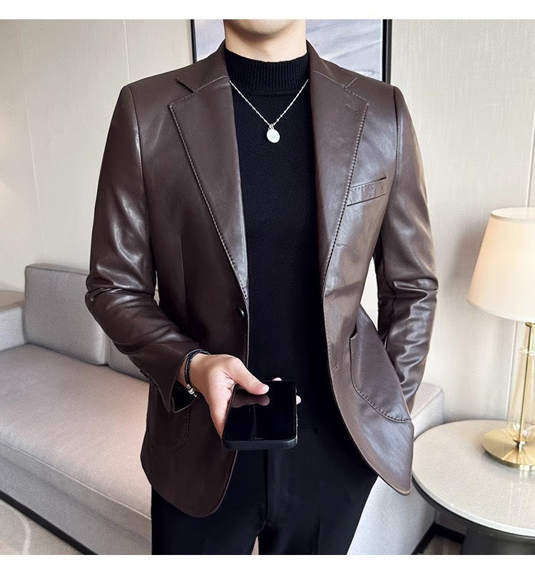 Leather Blazer - Notch Lapel