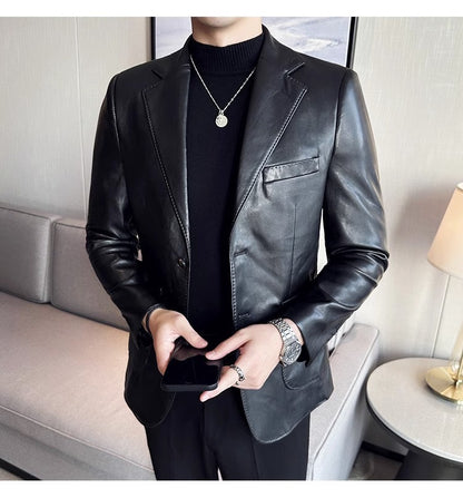 Leather Blazer - Notch Lapel