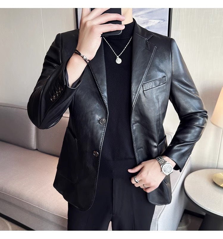 Leather Blazer - Notch Lapel