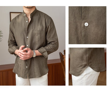 Mandarin Colar Linen Shirt