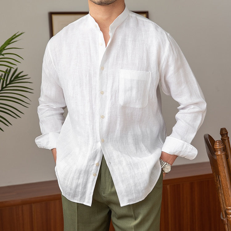 Mandarin Colar Linen Shirt