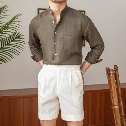 Mandarin Colar Linen Shirt