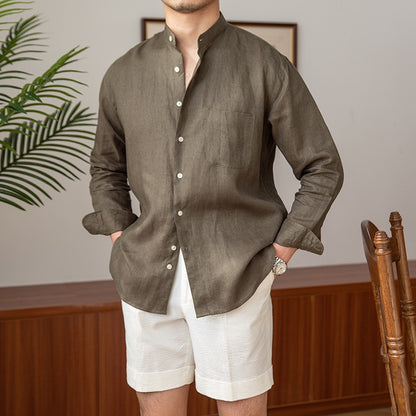 Mandarin Colar Linen Shirt