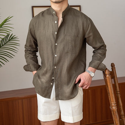 Mandarin Colar Linen Shirt