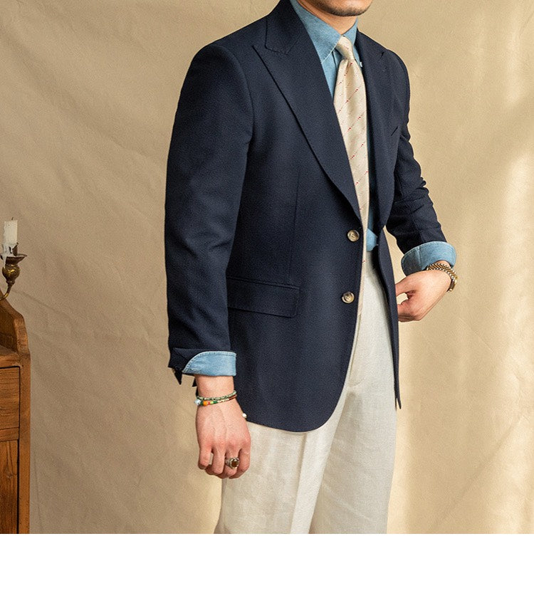 Roma Seersucker Blazer (Navy)