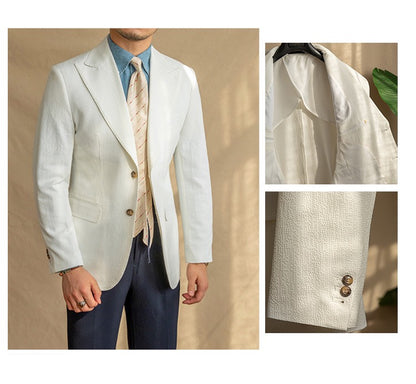 Roma Seersucker Blazer (White)